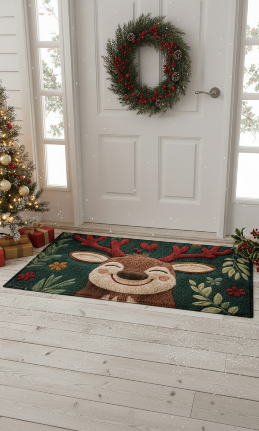 Fluffy Christmas Deer: Holiday Mat