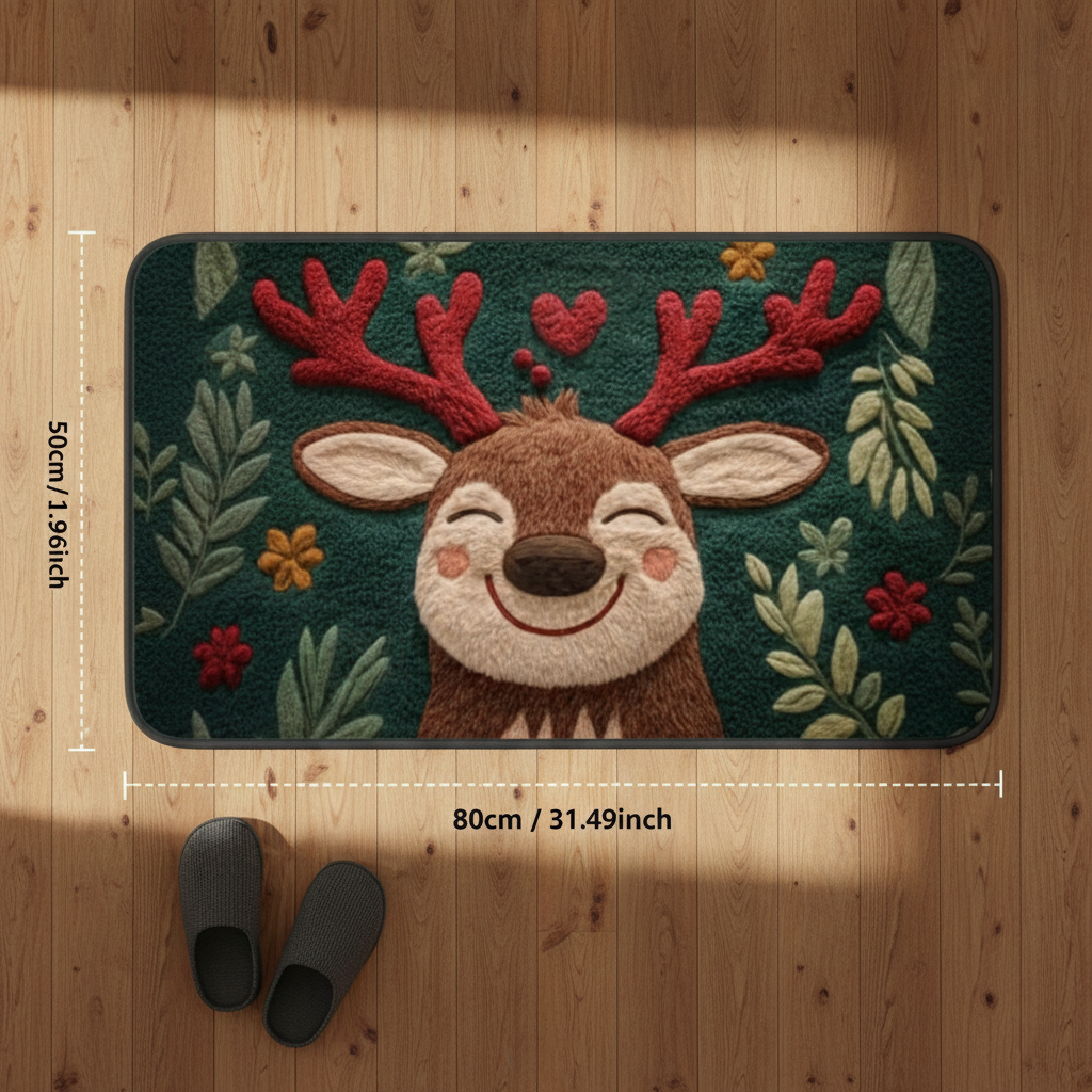 Fluffy Christmas Deer: Holiday Mat