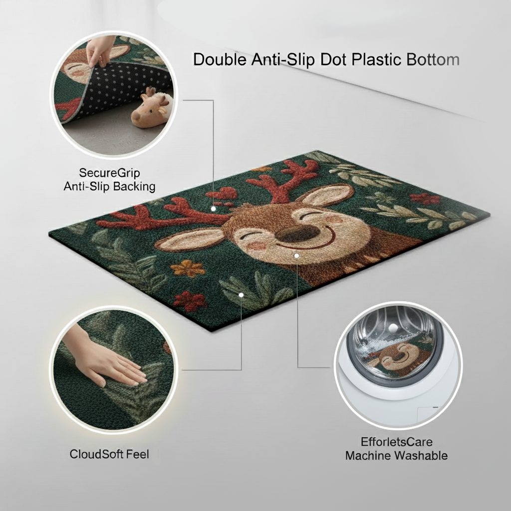 Fluffy Christmas Deer: Holiday Mat