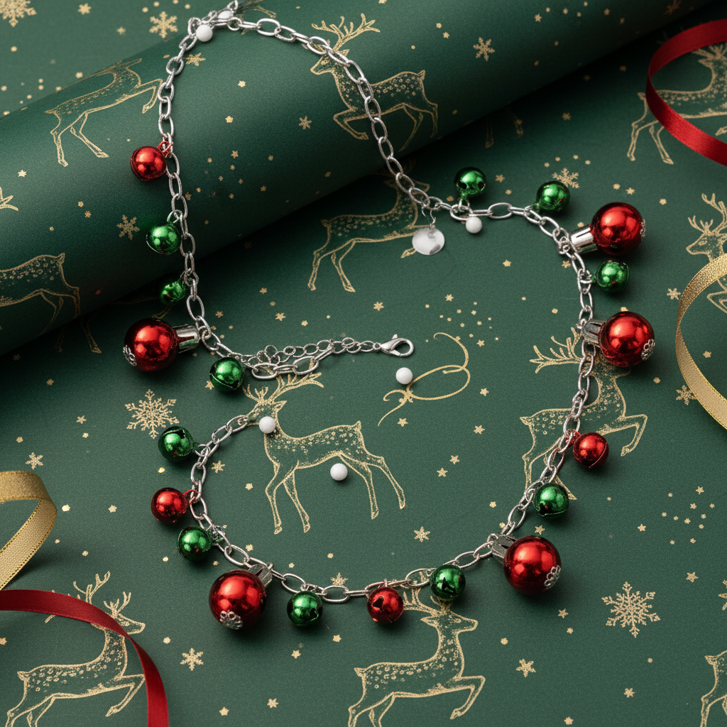 Festive BaubleGlow: Christmas Necklace