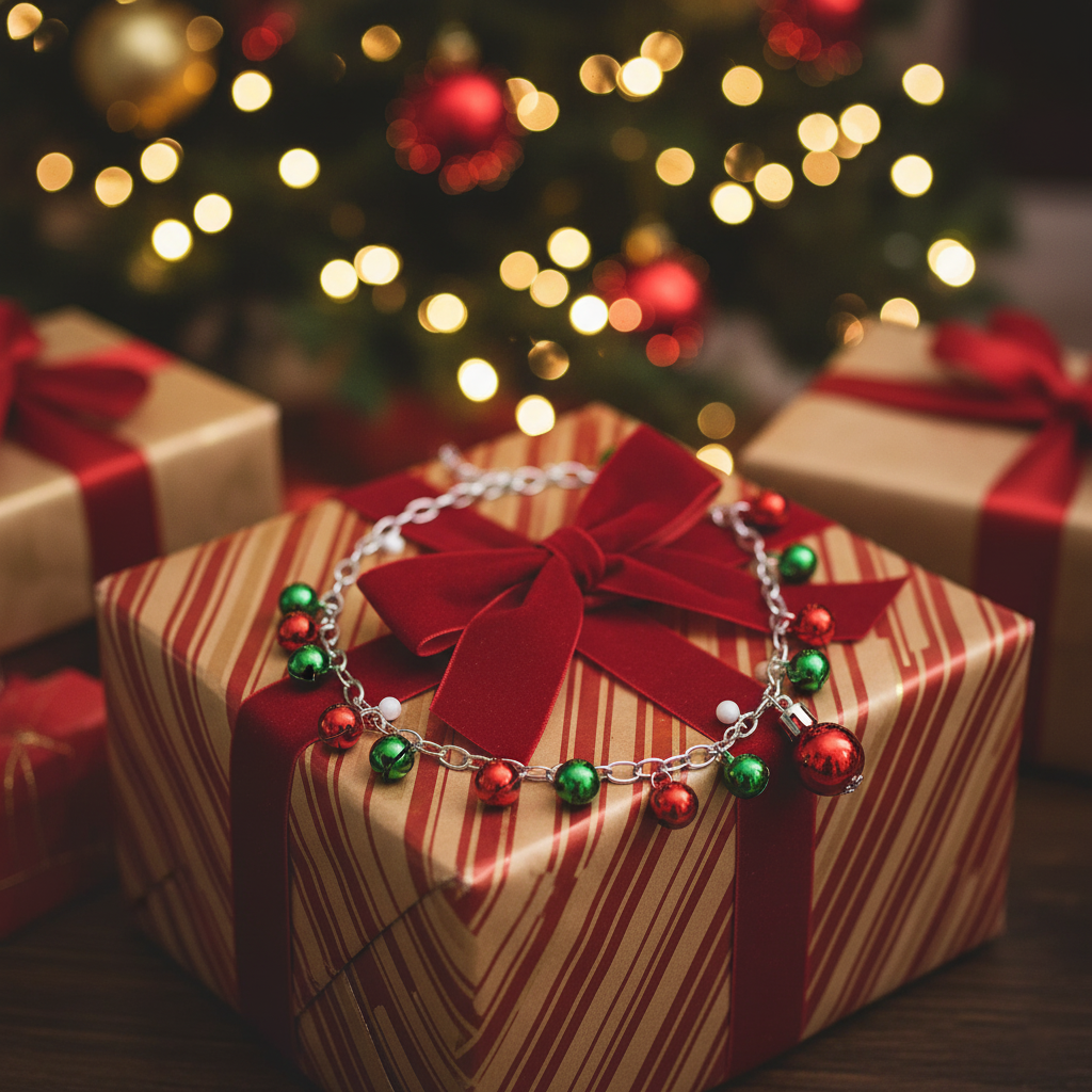 Festive BaubleGlow: Christmas Necklace