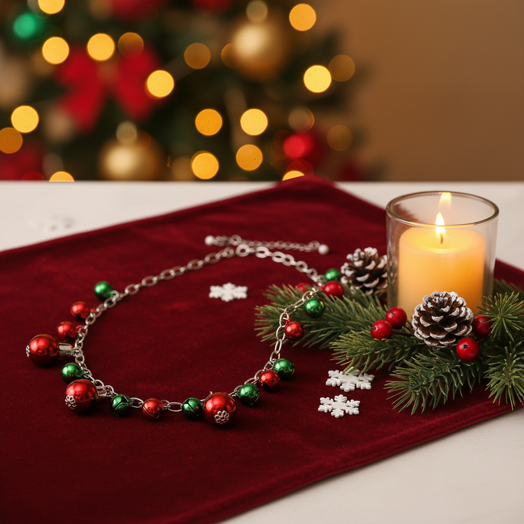 Festive BaubleGlow: Christmas Necklace