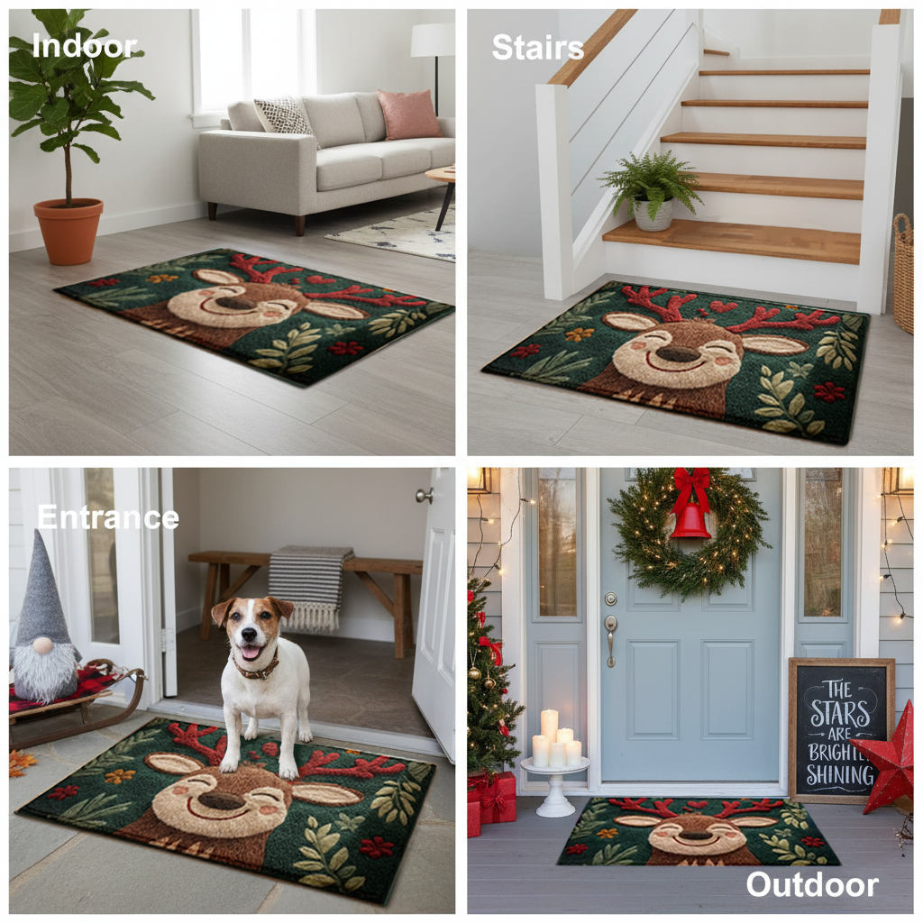 Fluffy Christmas Deer: Holiday Mat