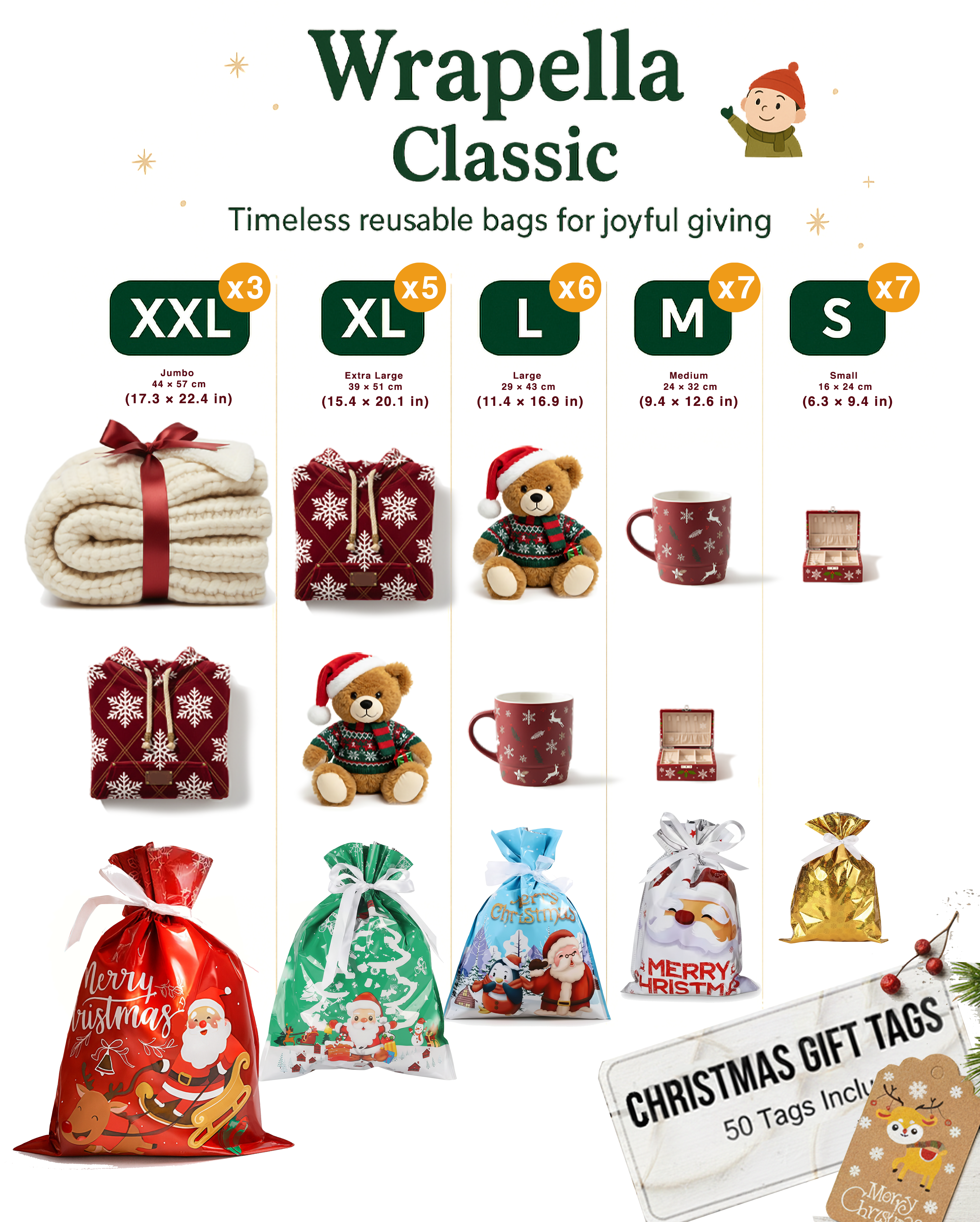 Wrapella's Set: Premium Gift Bag & Tag