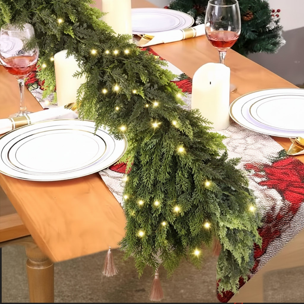 Pre-Lit Real-Touch Cedar Garland