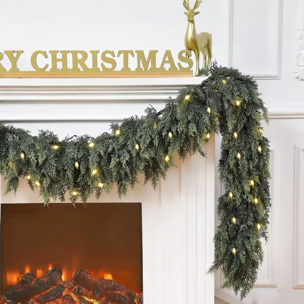 Pre-Lit Real-Touch Cedar Garland