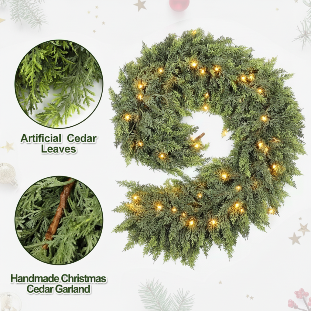 Pre-Lit Real-Touch Cedar Garland