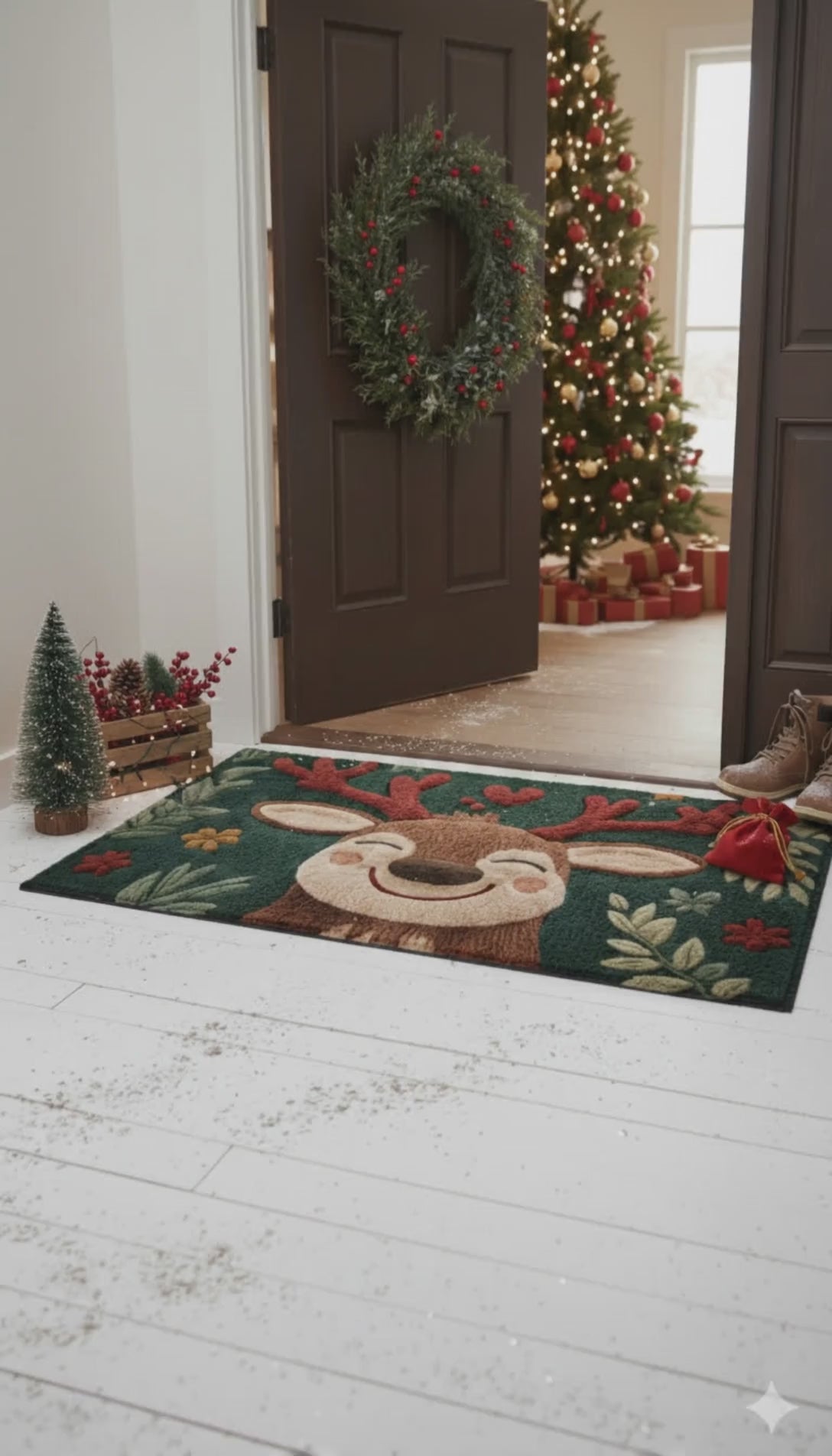 Fluffy Christmas Deer: Holiday Mat